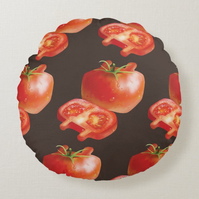 Fresh Tomato Rund Kudde (Framsidan)
