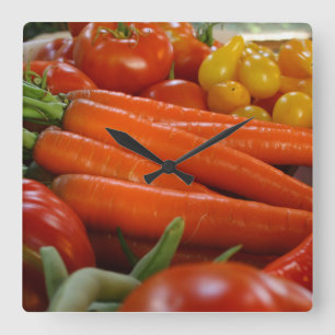 Fresh Vegetables Harvest Fyrkantig Klocka
