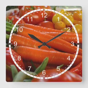 Fresh Vegetables Harvest Fyrkantig Klocka