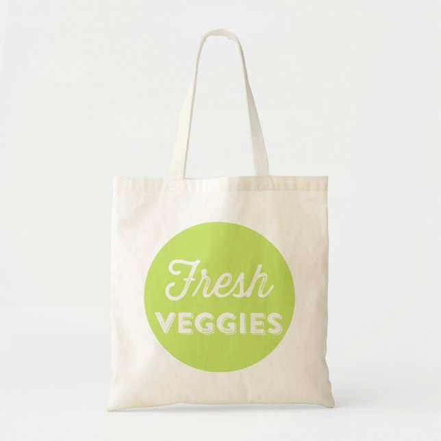 Fresh Veggies | Retro Typography Market Tote Bag Tygkasse (Framsidan)