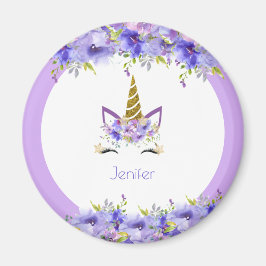 Fresh Violet Unicorn Birthday-Dekorationer Magnet