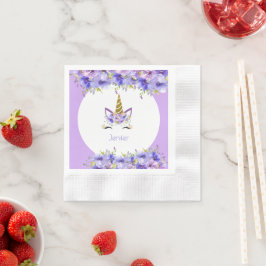 Fresh Violet Unicorn Birthday-Dekorationer Pappersservett
