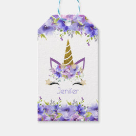Fresh Violet Unicorn Birthday-Dekorationer Presentetikett