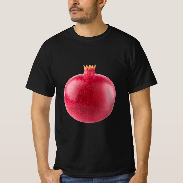 Fresh Whole Red Pomegranate Fruit Healthy Food Art T Shirt (Framsida)