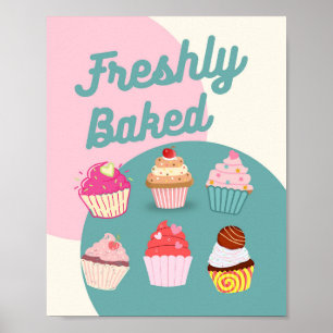 Freshly Bake Sign, Cupcoa Bake Sale Poster
