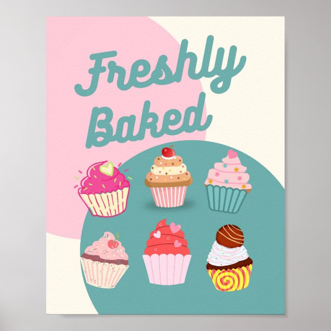 Freshly Bake Sign, Cupcoa Bake Sale Poster (Framsidan)