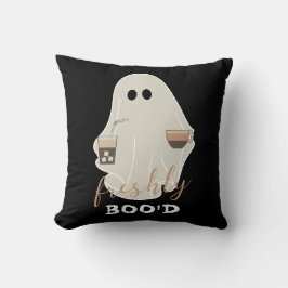 Freshly Boo'd | Halloween Cute Ghost | Svart Kudde