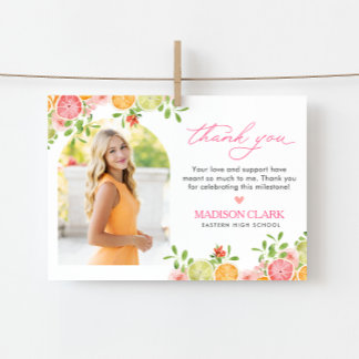 Freshly Graduated Floral Citrus Thank You Card Tack Kort