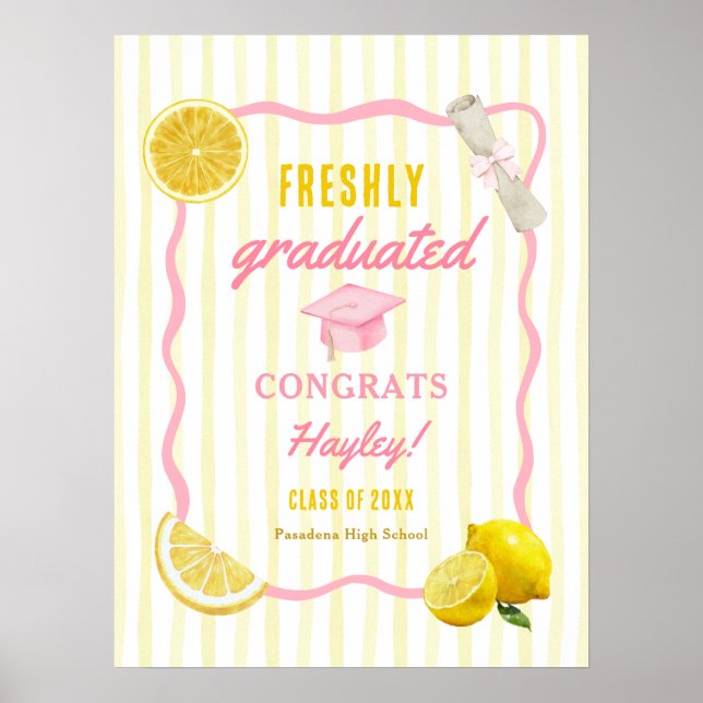 Freshly Graduated Grad Party Printable Welcome Poster (Framsidan)