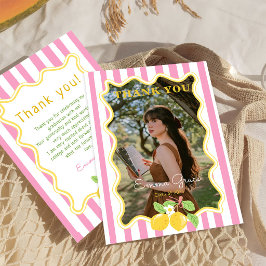 Freshly Graduated Lemon Pink Stripes Graduation Tack Kort