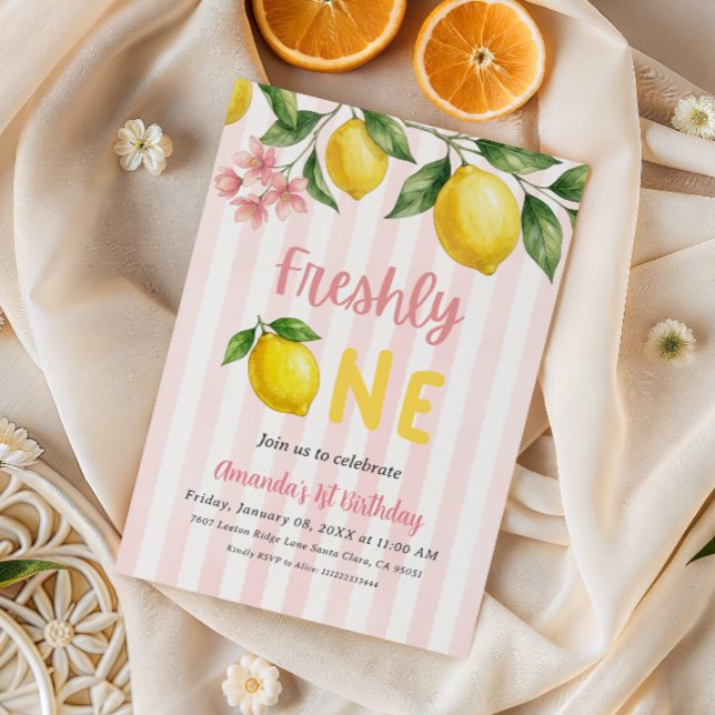 Freshly One Lemonad Första Födelsedag Bondemarknad Inbjudningar (Skapare uppladdad)
