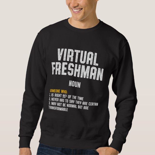 Freshman Virtuell Online School Student 4 Lång Ärmad Tröja (Framsida)