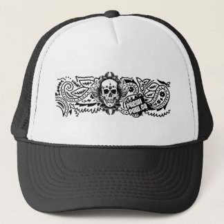 FreshPow! Svart SkullTrucker hatt Truckerkeps