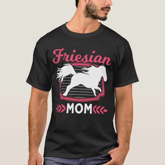 Fresian Mamma Friesian Horse Rider T Shirt (Framsida)