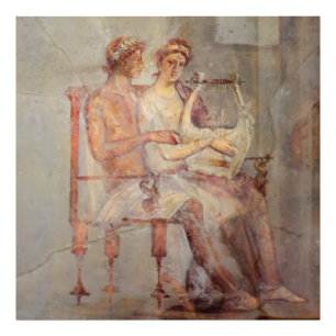 Fresk av en musiklektion, Pompeji Fototryck