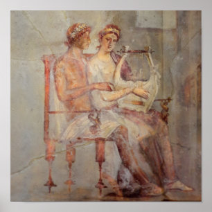 Fresk av en musiklektion, Pompeji Poster