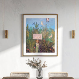 Fresk av en trädgårdsscen, Pompeji Poster
