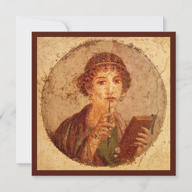 Fresk av Sapfo i Pompeji Kort (Framsida)