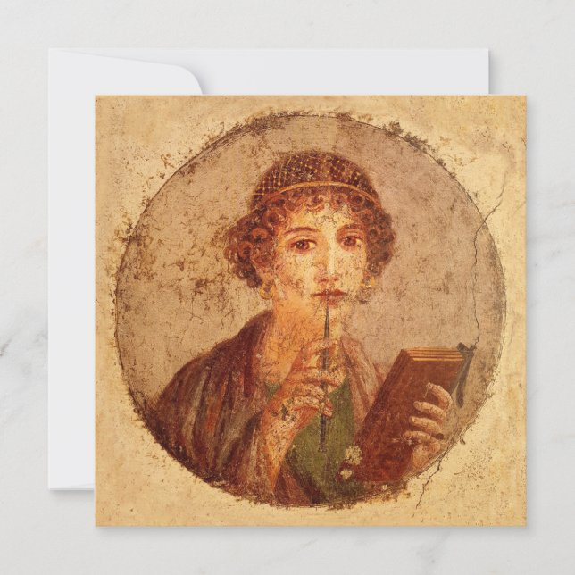 Fresk av Sapfo i Pompeji  Kort (Framsida)