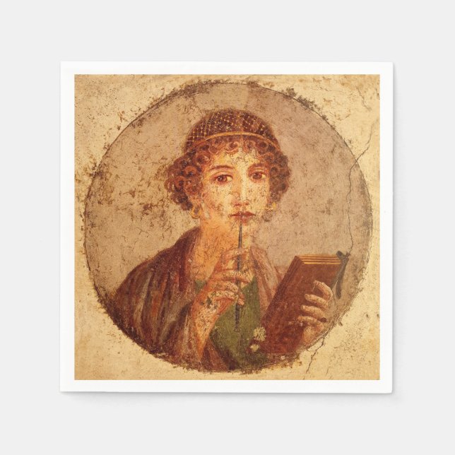 Fresk av Sapfo i Pompeji Pappersservett (Framsidan)