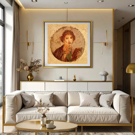 Fresk av Sapfo i Pompeji Poster