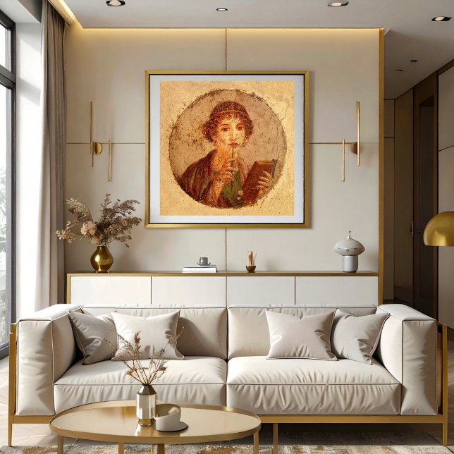 Fresk av Sapfo i Pompeji Poster (Skapare uppladdad)