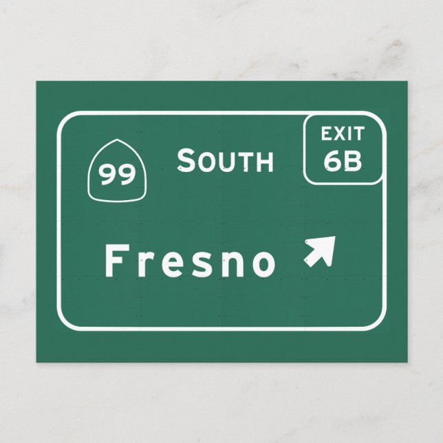 Fresno 99 södra Interstate Kalifornien huvudväg - Vykort (Framsida)