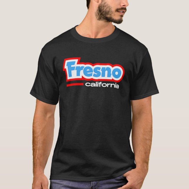 Fresno CA Retro Chunky Typography T Shirt (Framsida)