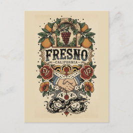 Fresno California Central Valley Vykort