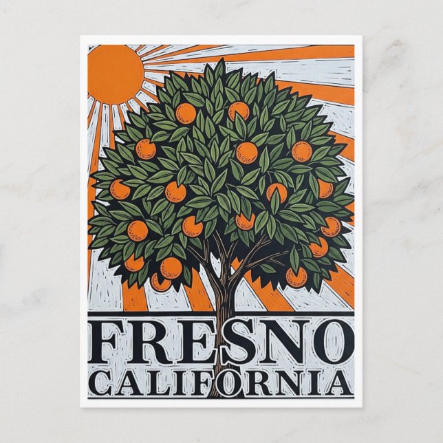 Fresno California Central Valley Vykort (Framsida)