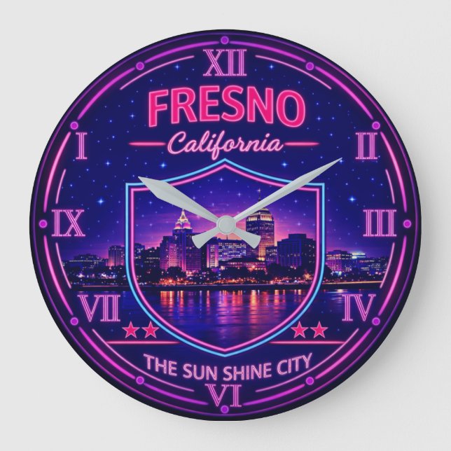 Fresno California Downtown Skyline  Stor Klocka (Framsida)