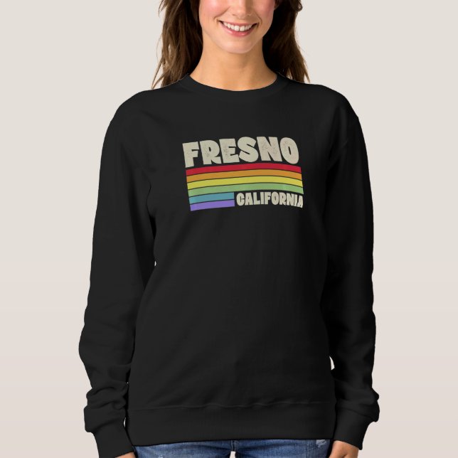 Fresno California Pride Rainbow Flag Gay Pride Mer T Shirt (Framsida)