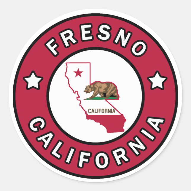 Fresno California Runt Klistermärke (Framsida)