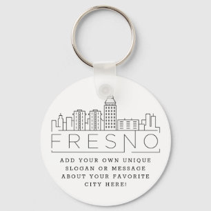 Fresno, California Stylized Skyline Anpassningsba Nyckelring