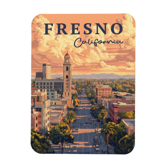 Fresno California Urban liggande Magnet (Vertikal)