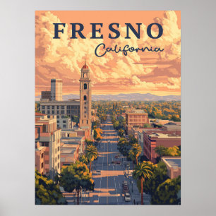 Fresno California Urban liggande Poster