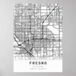Fresno City Karta Poster