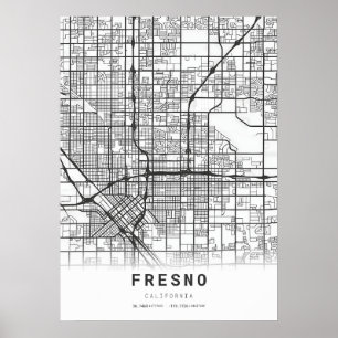 Fresno City Karta Poster