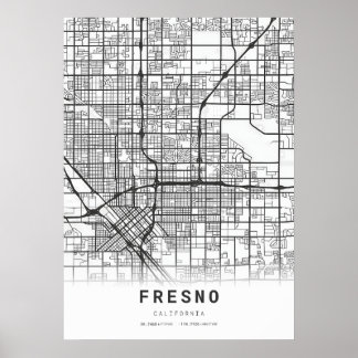 Fresno City Karta Poster