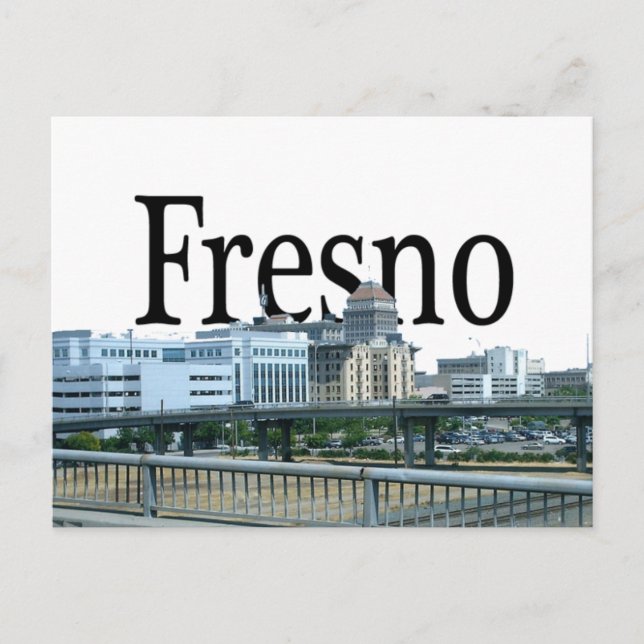 Fresno Kalifornien med Fresno i himmlen Vykort (Framsida)