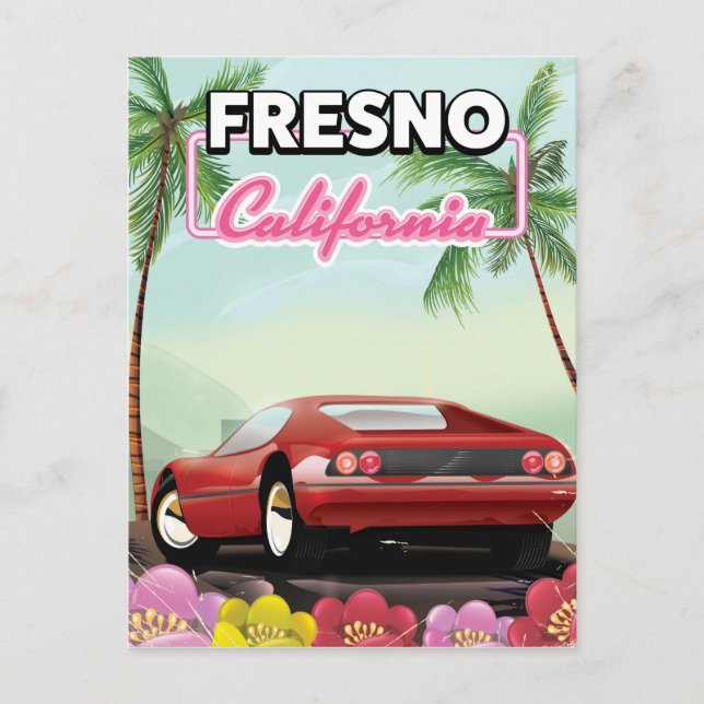 Fresno Kalifornien resaffisch Vykort (Framsida)
