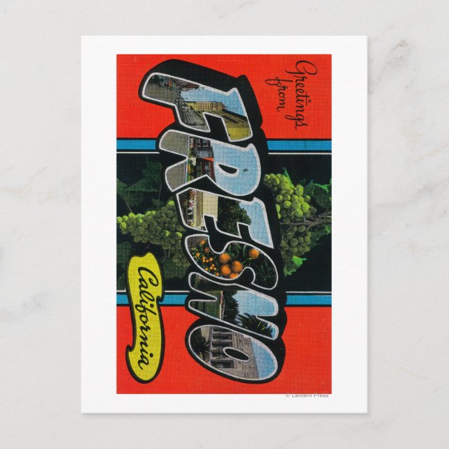 Fresno, Kalifornien - Stora Brev Scenes Vykort (Framsida)