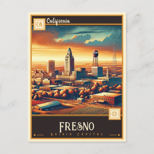 Fresno, Kalifornien | VINTAGE Vykort (Framsida)