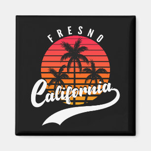 Fresno Retro Sunset och Handflatan Träd Magnet