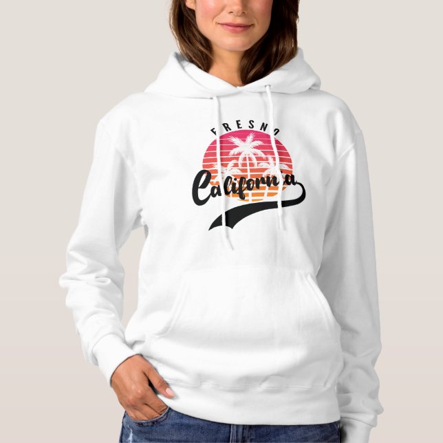 Fresno Retro White Women's Hoodie T Shirt (Framsida)