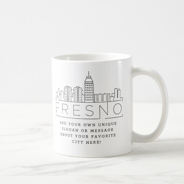 Fresno Stylized Skyline | Anpassningsbar Slogan Co Kaffemugg (Höger)