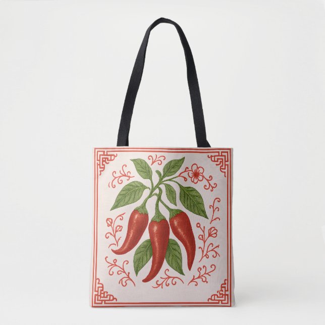 "FRESNO TOTE" - CHINOISERIE TOTE BAG TYGKASSE (Framsida)