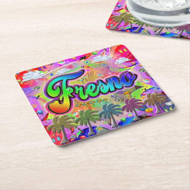 Fresno Vista Express Coaster Underlägg Papper Kvadrat (Vinklad)