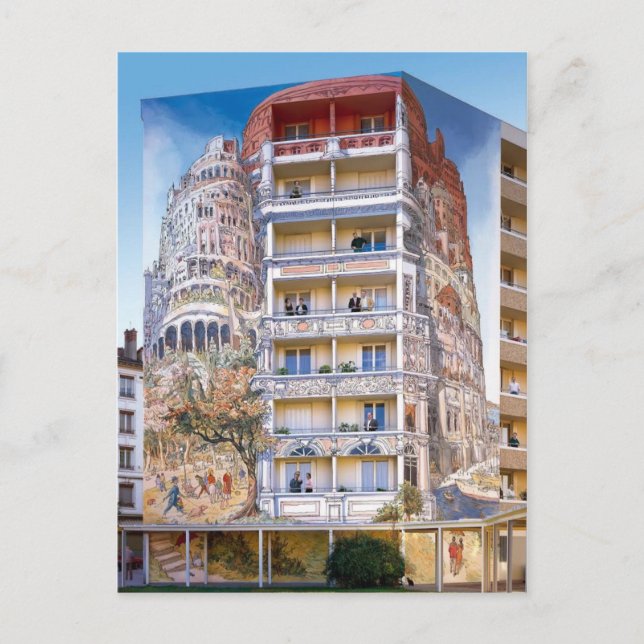 Fresque Tour de Babel - Mur peint - Lyon Vykort (Framsida)