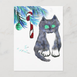 Frestande candy cane för kattunge vykort